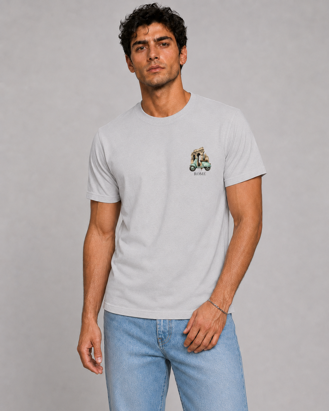 Men Printed T-Shirt - Gray Rome