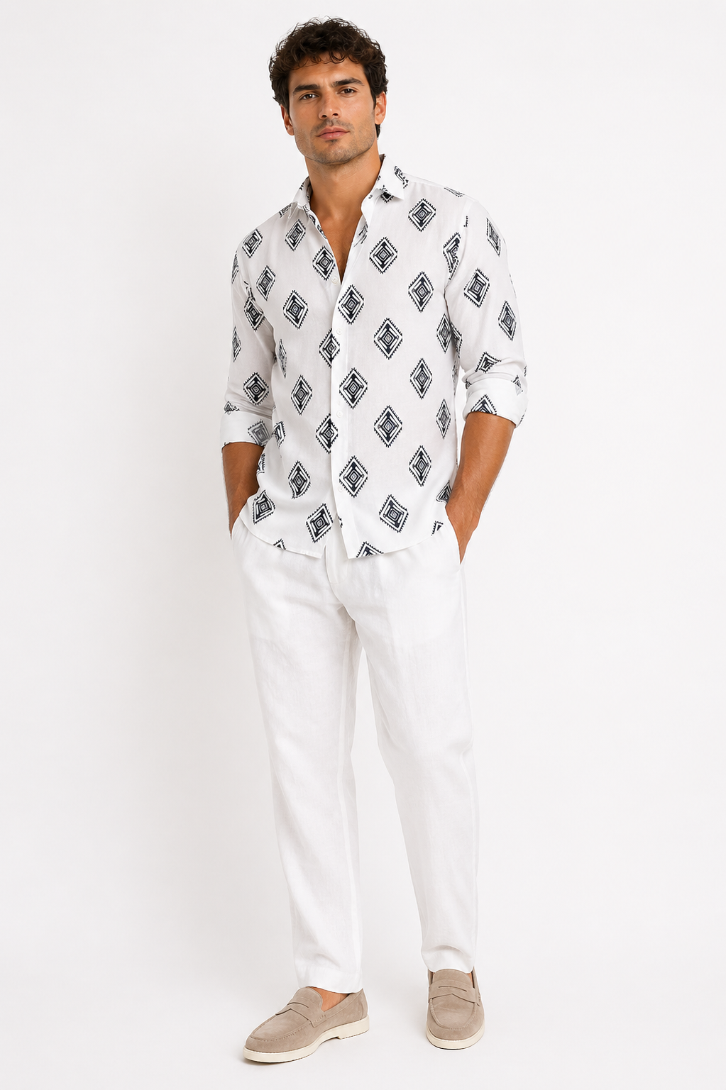Patterned Linen Shirt