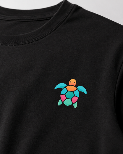Aqua Turtle Printed T-Shirt – Black