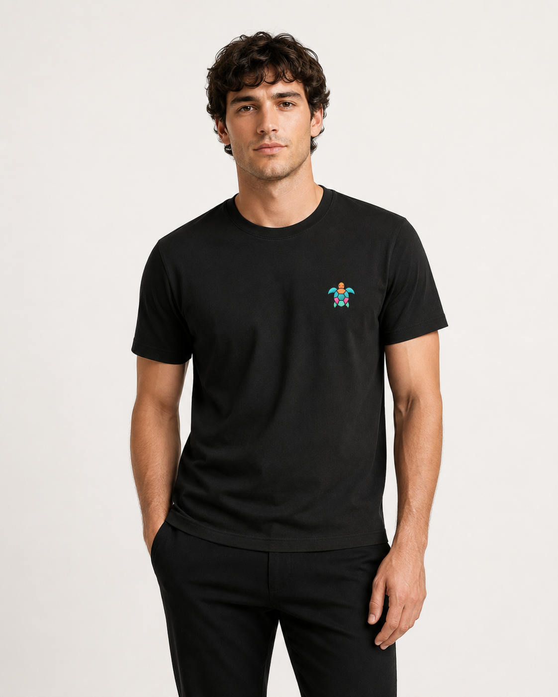 Aqua Turtle Printed T-Shirt – Black