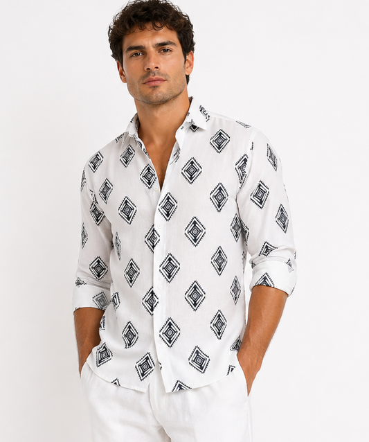 Patterned Linen Shirt