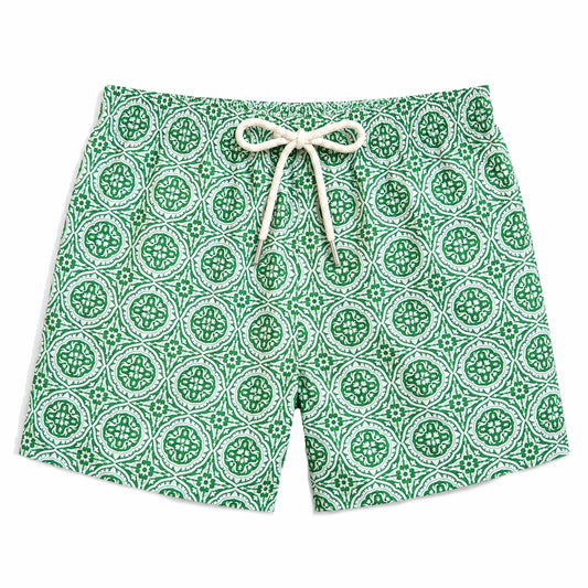 SS26 Men Swim Short - Light Green Mosaic — Jade