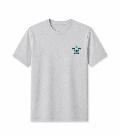 Pastel Turtle Printed T-Shirt – Light Gray