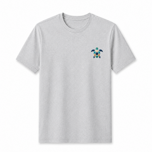 Pastel Turtle Printed T-Shirt – Light Gray