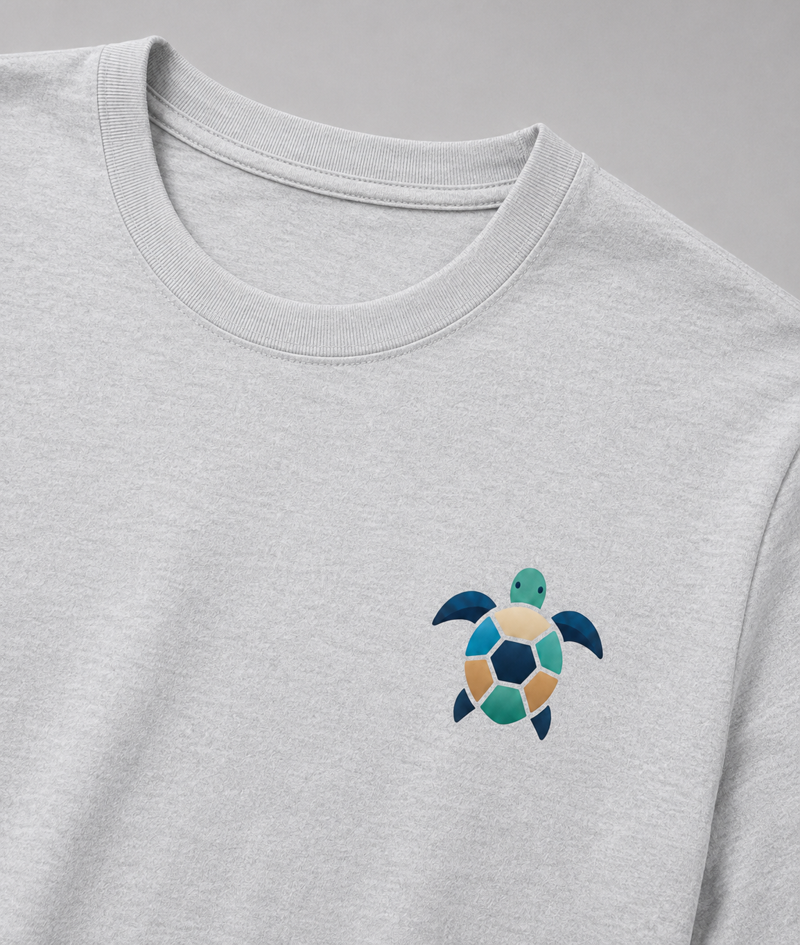 Pastel Turtle Printed T-Shirt – Light Gray 
