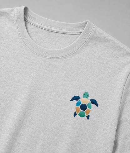 Pastel Turtle Printed T-Shirt – Light Gray 