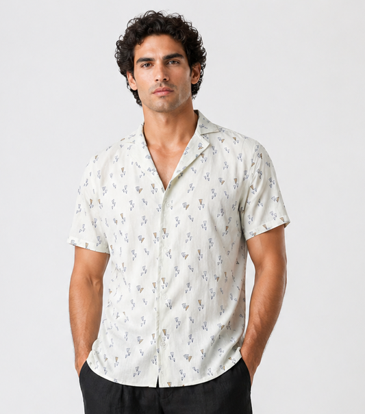 Patterned Linen Bowling Shirt – Casual Elegance | Spiaggia Swimwear