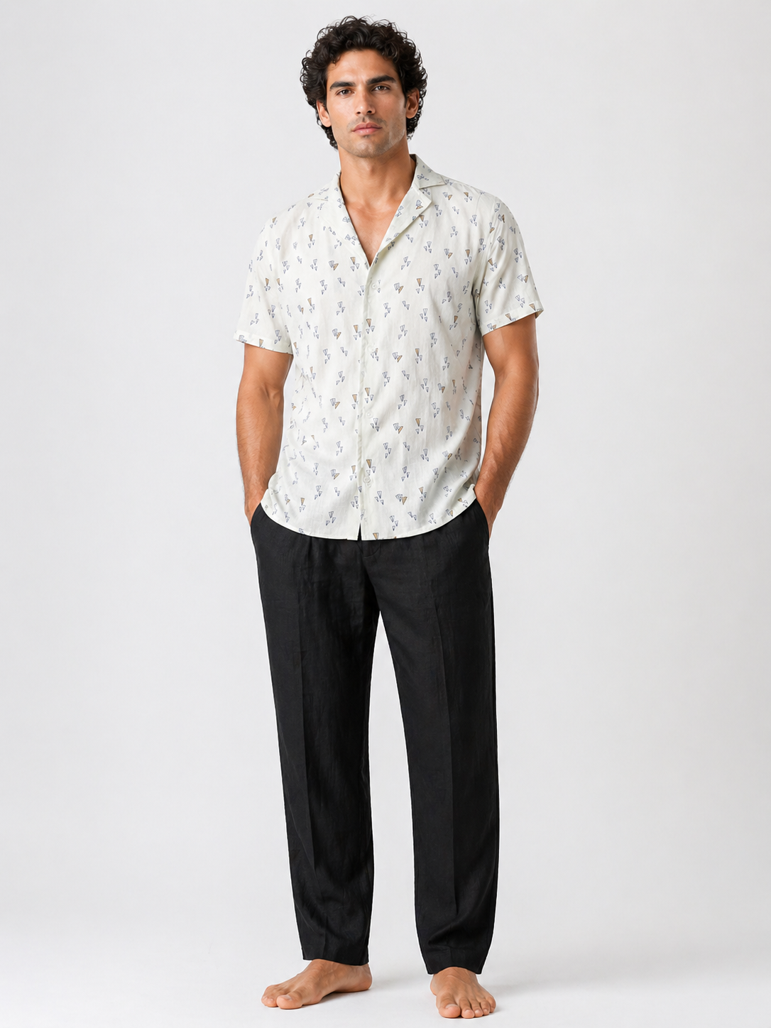 Patterned Linen Bowling Shirt – Casual Elegance | Spiaggia Swimwear