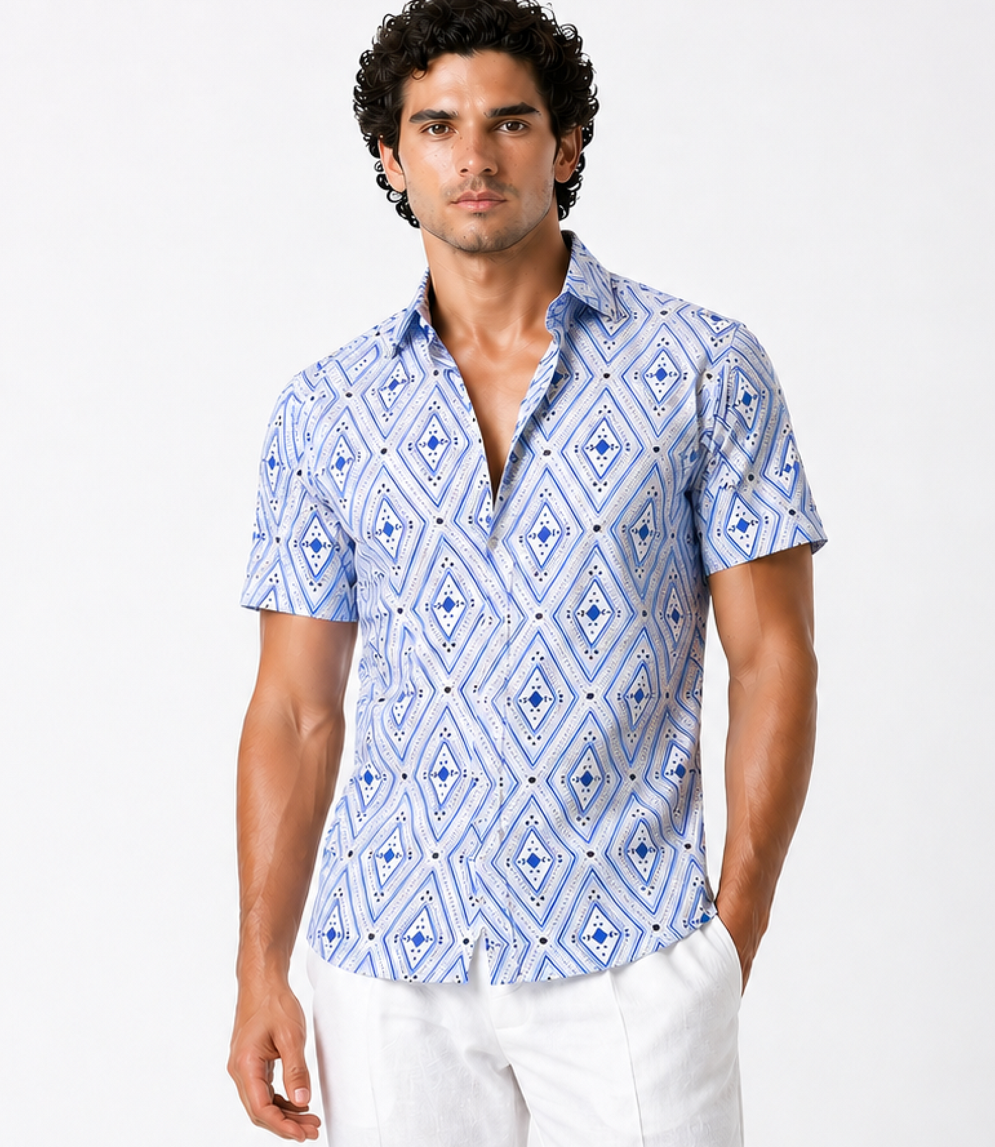 Patterned Linen Bowling Shirt – Casual Elegance | Spiaggia Swimwear