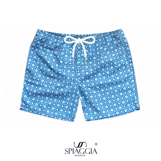 SS26 Men Swim Short - Blue Mosaic — Capri