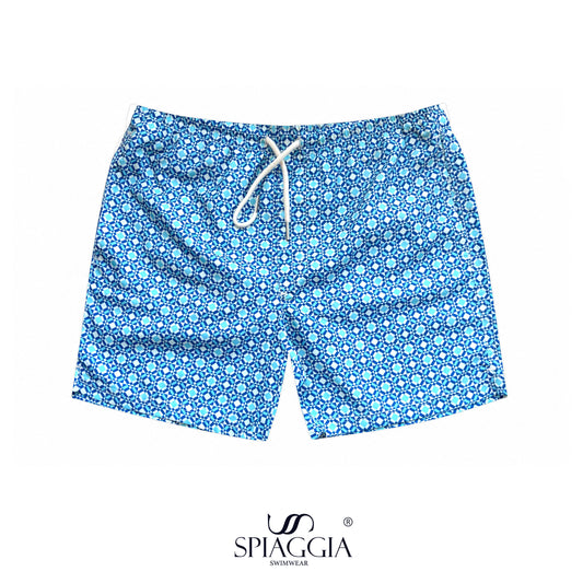 SS26 Men Swim Short - Blue Mosaic — Capri