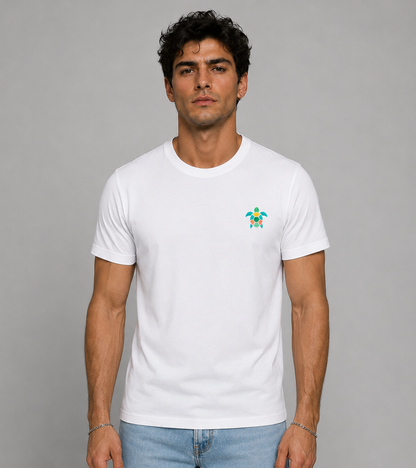 Turtle Mosaic Printed T-Shirt – White
