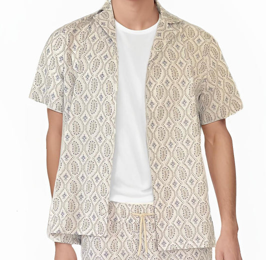 Patterned Linen Bowling Shirt – Casual Elegance | Spiaggia Swimwear